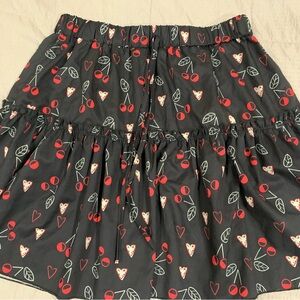 ROMWE Red and White Tiered Mini Skirt with cherries